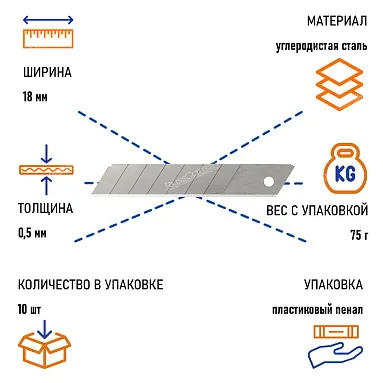 Лезвия для ножей BRAUBERG, 18 мм, 10 шт./уп.