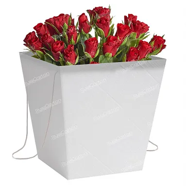 Картонная коробка для цветов, крышка дно трапеция, 268х268х422х378х378 мм, белый/бурый. У