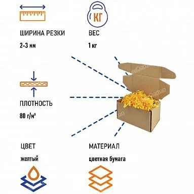 Бумажный наполнитель "Солнечно-желтый", 1 кг