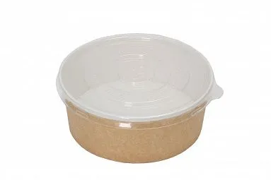 Контейнер  круглый с плоской крышкой "OSQ Round Bowl fla" (крафт), 150х61 мм, 45 шт/уп