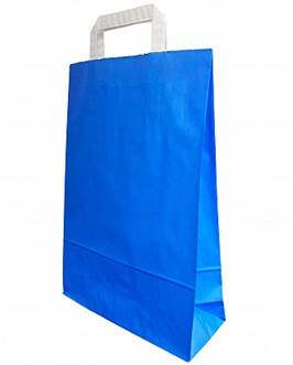 Бумажный пакет с плоскими ручками «Синий», 37х24х10 см