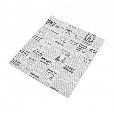 Оберточная бумага в листах с парафином "Газета" 305х305 мм, 1000 шт/уп