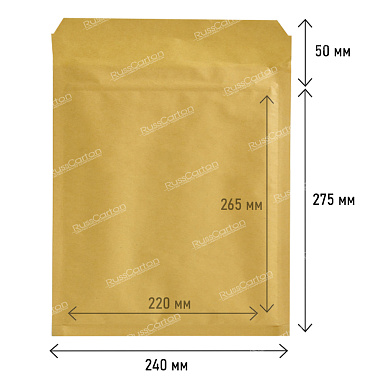 Бурый крафт пакет с прослойкой, 24х27.5 см, Е/15-G