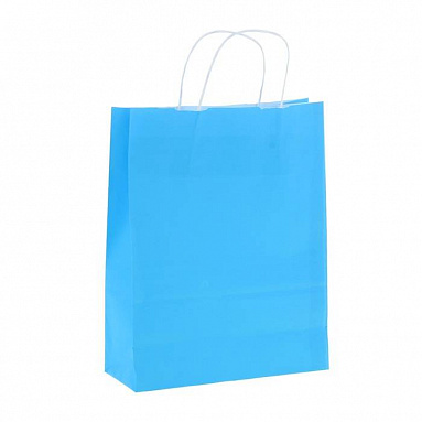 Крафт пакет с кручеными ручками «Голубой», 32х23х12 см