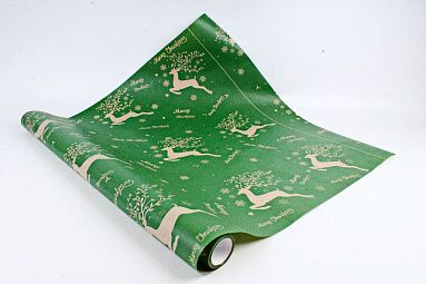 Бумага крафт "Олени", зеленый, 0.7х10 м