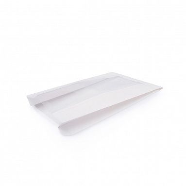 Бумажный пакет с окном 6 см с плоским дном, 25х14х6 см, белый