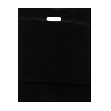 Пакет ПВД с вырубной ручкой «Черный», 40х50+3 см,  60 мкм, 50 шт/уп