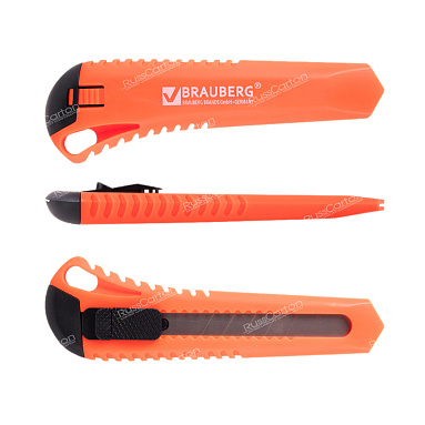 Нож канцелярский BRAUBERG "Classic", 18 мм, фиксатор, корпус ассорти