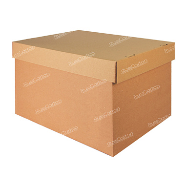 Картонная коробка архивная, с крышкой, 395х315х270 мм, Т-24 бурый
