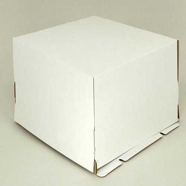 Коробка для торта 3-4 кг, белая, сплошная, 300х300х250 мм