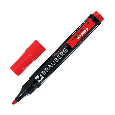 Маркер перманентный BRAUBERG "Contract", КРАСНЫЙ, 3 мм. У