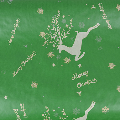 Бумага крафт "Олени", зеленый, 0.7х10 м