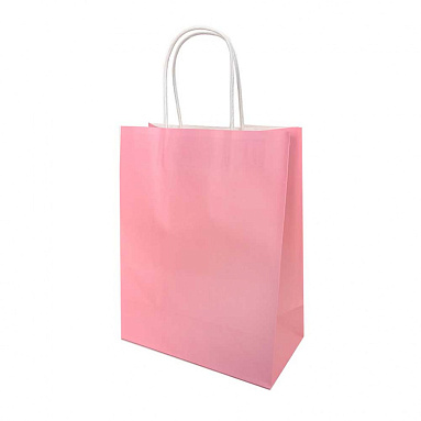 Крафт пакет с кручеными ручками «Розовый», 32х23х12 см