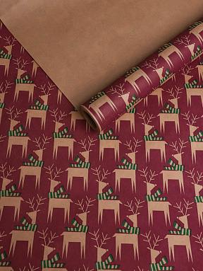 Бумага крафт "Олени с шарфиком", 0.7х10 м