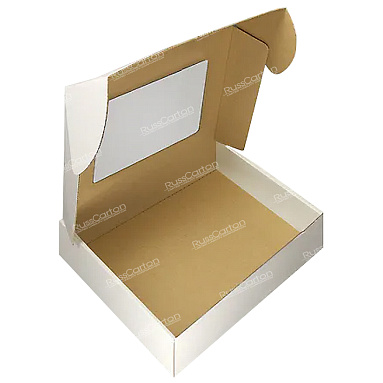 Коробка для капкейков с окном, без вставки, белая, 350х265х100 мм