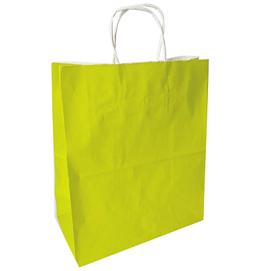 Крафт пакет с кручеными ручками «Желто-Зеленый», 32х24х12 см