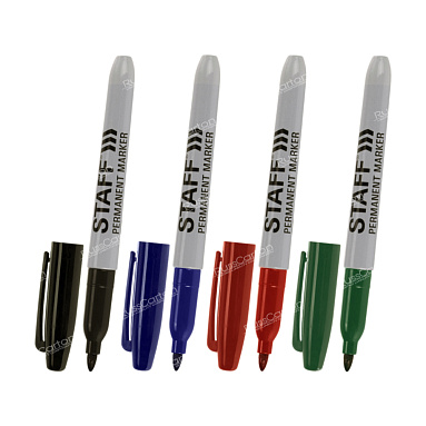 Маркеры перманентные STAFF НАБОР 4 шт., АССОРТИ, 2 мм