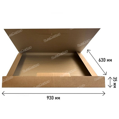 Картонная коробка для картин, рамок, книг и холстов, 930х630х35 мм, бурый