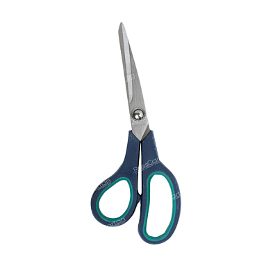 Ножницы BRAUBERG "Soft Grip", 190 мм, рез вставки, серо-зел, 3-х стор заточка