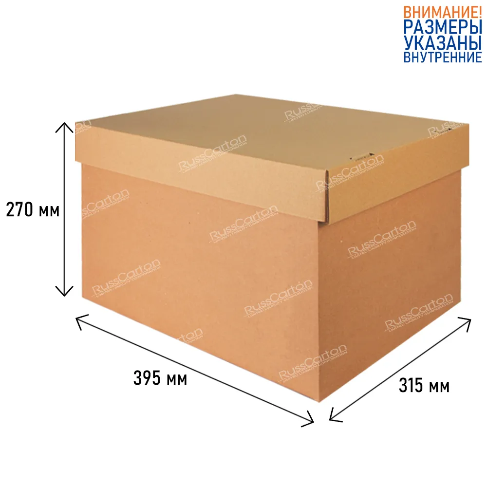 Картонная коробка архивная, с крышкой, 395х315х270 мм, Т-24 бурый – купить  с доставкой в Москве