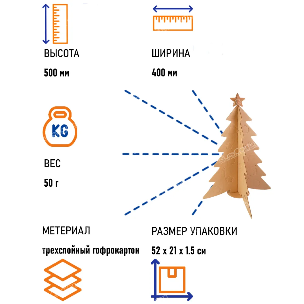 Картонная ёлка с игрушками, 500х400 мм – купить с доставкой в Москве